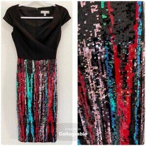 Dress The Population Sequin Feminine Midi Dress Party Romantic Contemporary Slit